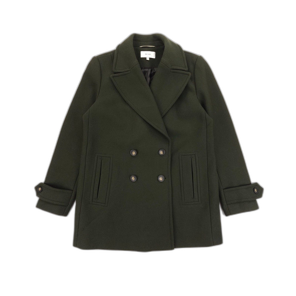 REISS Wool Felix Double Breasted Short Peacoat Military Old Money Quiet Luxury